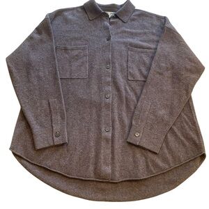 Women’s Cozy Button-Up Shirt Jacket Merino Wool Yak Oversized New Size L SWTR